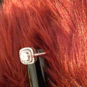 Silver  vintage style CZ Halo ring